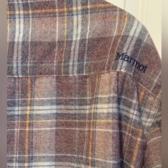 MARMOT Men’s Jasper Plaid Flannel Long Sleeve Shirt Flap Pockets in Fig, SizeXXL - Picture 4 of 8